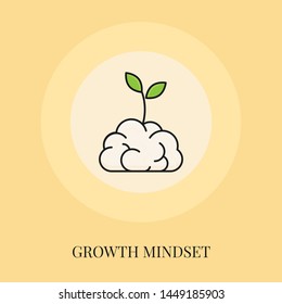 Growth Mindset Concept. Flat Line Icon. Vector illustration.