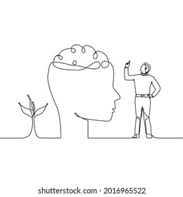 Growth mindset continuous line design vector. Illustration for good presentation