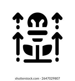 growth mindset glyph icon. Strong and solid vector icon for websites, mobile interfaces, presentations, and visual branding. High quality and easy to edit.