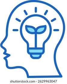 Growth Mindset Icon Blue Vector Illustration