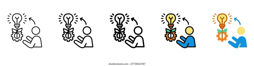 Growth Mindset Icon With Differences and Colors Style Illustration