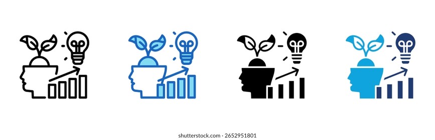 ícone Crescimento Mindset Ilustração de vetor de vários estilos