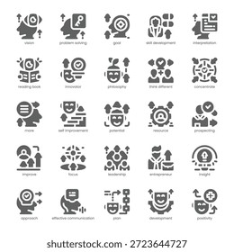 Growth Mindset Icon Pack für Ihre Website, Handy, Präsentation und Logo-Design. Wachstum Mindset Icon solides Design. Vektorgrafik-Illustration und bearbeitbarer Strich.