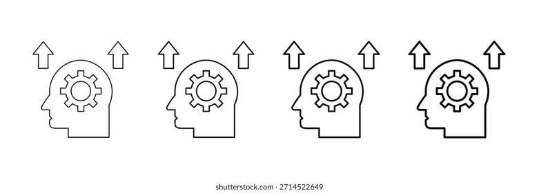 Growth Mindset Icons Vector Set In Different Stroke Line Style