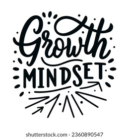 Growth mindset lettering. Personal development minimalist logo. Self development quotes for t-shirt design and print vector. Coaching motivational badge template.