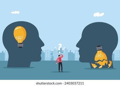 growth mindset light bulb people, open minded. vector illustration