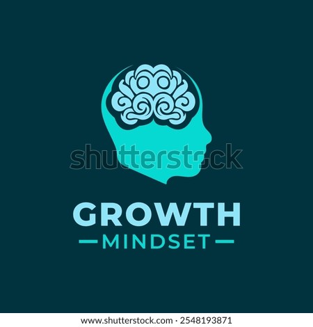 Growth Mindset logo design vector template with human head and brain. Next-level mindset conceptual design.