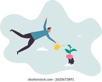 Growth mindset, personal development or improvement, training to believe to success, motivation or coaching,character for design.