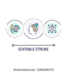 Growth mindset technique loop concept icon. Personal development process. Self improvement abstract idea thin line illustration. Isolated outline drawing. Editable stroke. Arial font used