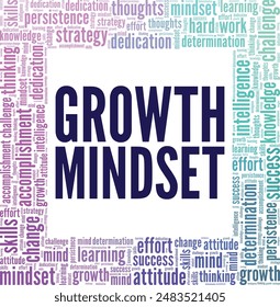 Growth Mindset word cloud conceptual design isolated on white background.