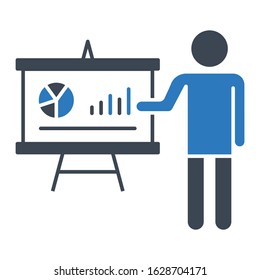 Growth Model with Graphs and charts  Concept, Man Explaining the Meaning of Growth and Development Vector Icon design