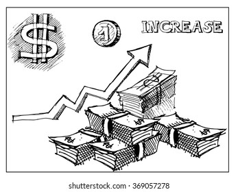 Growth money concept. Vector sketch