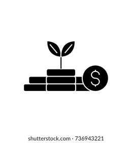 growth money - investment - finance plan icon, vector illustration, black sign on isolated background