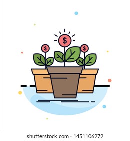 growth, money, plant, pot, tree Flat Color Icon Vector