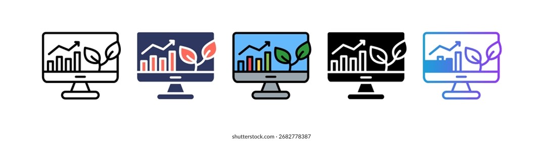 Ícone de monitoramento de crescimento Ilustração de vetor múltiplo