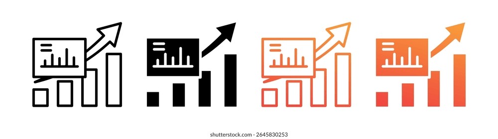 Growth Multi Style Icon Set Vector