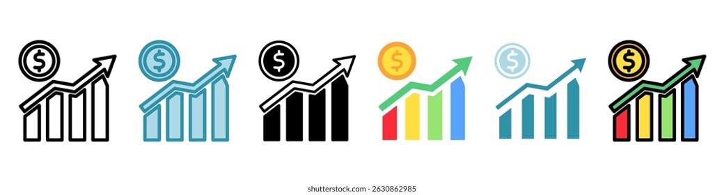 Growth multi style, mini illustration icon set. use for modern concept, print, UI, UX kit, web and app development. Vector related to sales, logistic and ecommerce