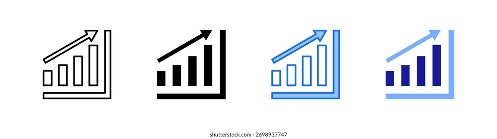 Growth Multiple Style Icon Set Vector