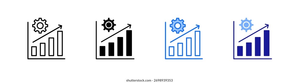 Growth Multiple Style Icon Set Vector
