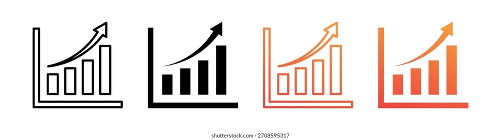 Growth Multiple Style Icon Set Vector