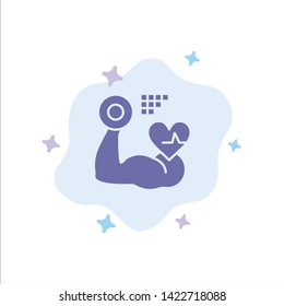 Growth, Muscle, Heart, Beat Blue Icon on Abstract Cloud Background
