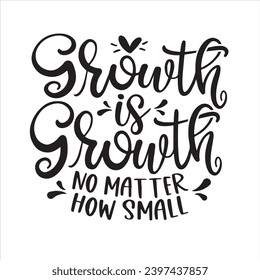 growth is growth no matter how small background inspirational positive quotes, motivational, typography, lettering design