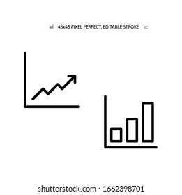 Growth on a chart  simple line icon vector illustration.Editable stroke. 48x48 Pixel Perfect.