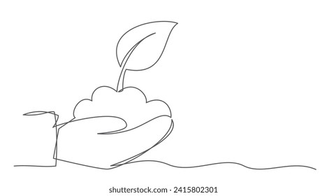 Growth One line drawing isolated on white background