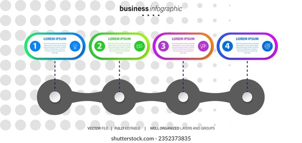 Growth opportunity infographic chart design template. Editable infochart with icons. Instructional graphics with 4 step sequence. Visual data presentation. Arial, Merriweather Sans fonts used
