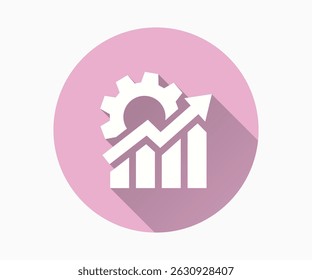 Growth optimization flat icon. Simple illustration with long shadow for graphic and web design.