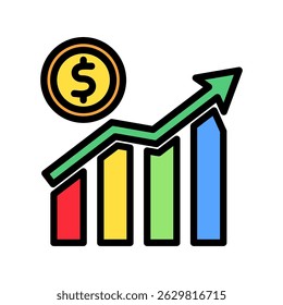 Growth outline color, mini illustration icon. use for modern concept, print, UI, UX kit, web and app development. Vector related to sales, logistic and ecommerce

