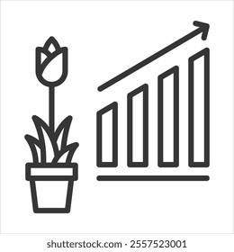 Growth Outline Icon Vector Illustration