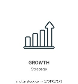 Growth outline vector icon. Thin line black growth icon, flat vector simple element illustration from editable strategy concept isolated stroke on white background