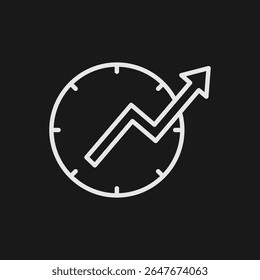 Symbol für Wachstum im Lauf der Zeit und finanzielle Leistung mit Uhrzeiger- und Aufwärtspfeildiagramm