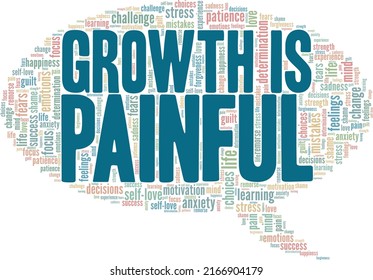 Growth is Painful word cloud conceptual design isolated on white background.