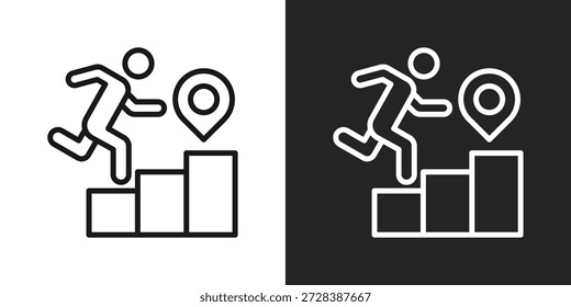 Icono De Ruta De Crecimiento En Estilo De Línea En Blanco Y Negro