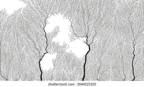 Growth pattern. Generative branching structure. Organic net of vessels texture.