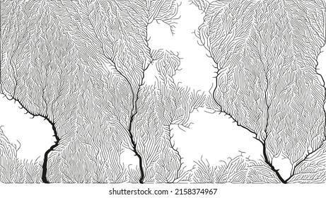 Growth pattern. Generative branching structure. Organic net of vessels texture.