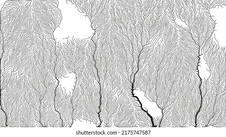Growth pattern. Generative branching structure. Organic net of vessels texture.