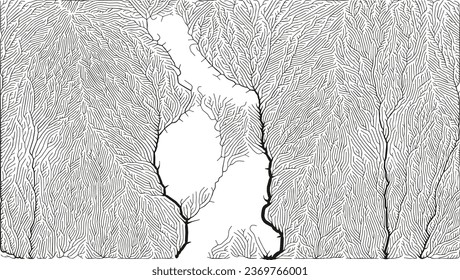 Growth pattern. Generative branching structure. Organic net of vessels texture.