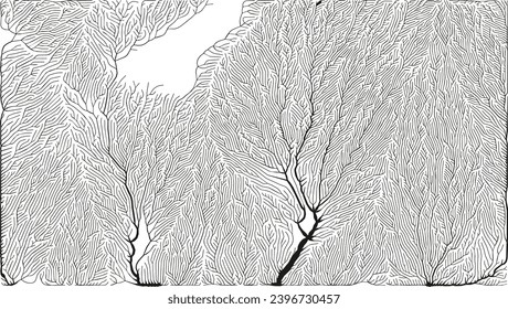 Growth pattern. Generative branching structure. Organic net of vessels texture.