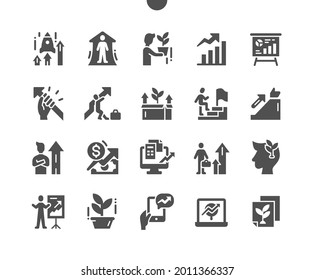 Growth. Personal growth. Sturt up. Career and economic growth. Success, achievement, marketing, graph, management, progress, increase. Vector Solid Icons. Simple Pictogram