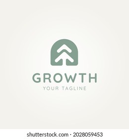 growth pine tree negative space style minimalist line art logo icon template vector illustration design. simple modern green living , ecology, agriculture, environment logo concept