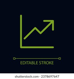 Growth pixel perfect color linear ui icon for dark theme. Business analytics. Forecast. Outline isolated user interface pictogram. GUI, UX design for night mode. Editable stroke. Arial font used