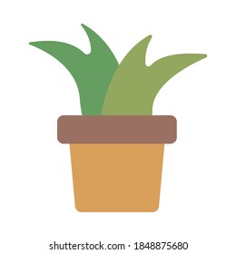 growth plant in ceramic pot flat style icon vector illustration design