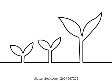 Growth plant continuous one line drawing minimalist design