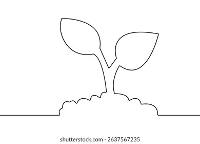 Growth plant continuous one line drawing minimalist design