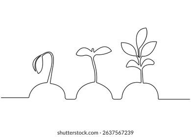Growth plant continuous one line drawing minimalist design