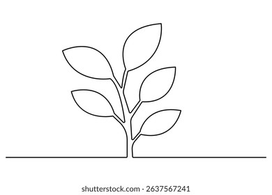 Growth plant continuous one line drawing minimalist design