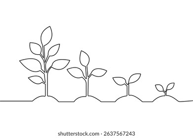 Growth plant continuous one line drawing minimalist design